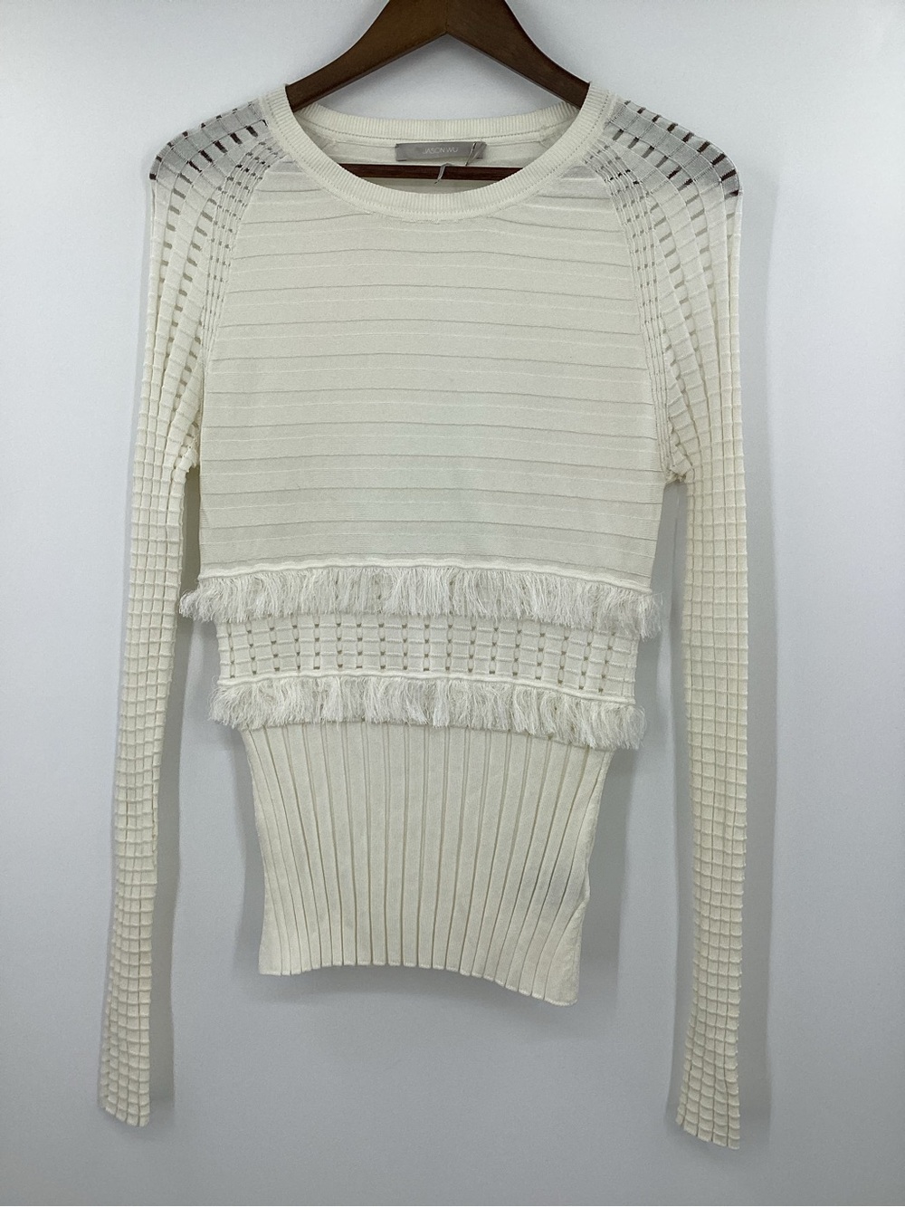 Jason Wu Cream Fringe Knit Pullover